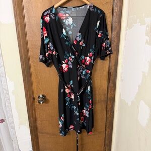 Apt. 9 XL Black Floral Faux Wrap Dress